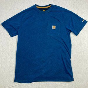 Carhartt Force Mens Blue Short Sleeve Relaxed Fit Pullover T Shirt Size Medium